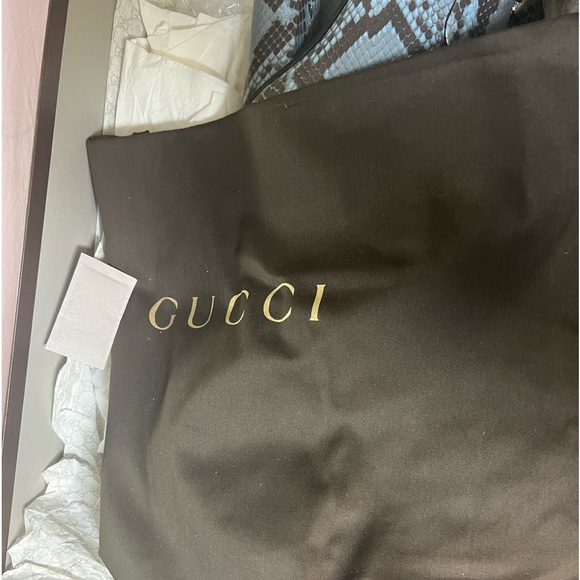 GUCCI PYTHON HORSEBIT KNEE HIGH BOOTS BLUE BROWN 38 - Picture 4 of 13